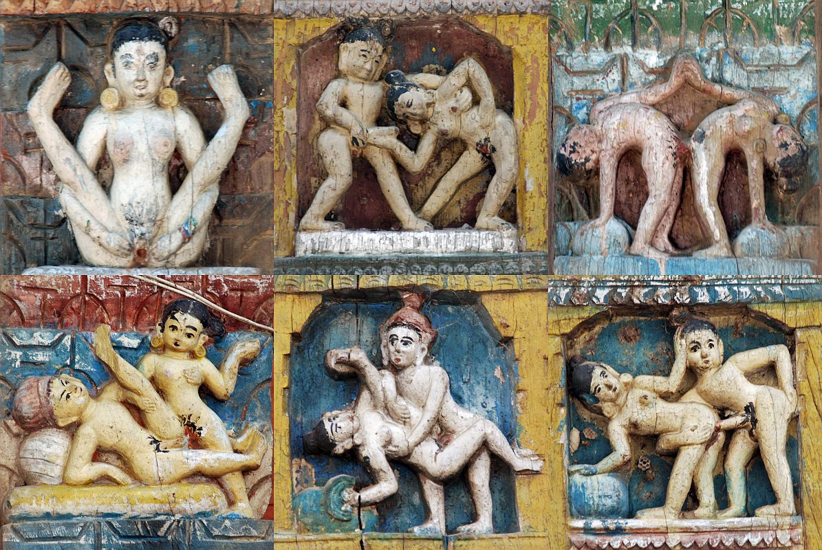 Kathmandu Valley 3 Chobar Gorge 05 Jal Binayak Temple Erotic Images On Roof Struts The carvings on the roof struts of the Jal Binayak Temple at Chobar Gorge near Kathmandu depict complicated, erotic positions.